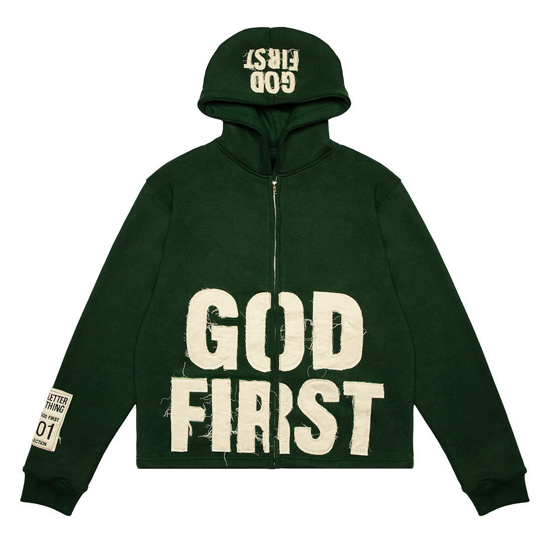 Distressed God First Zip Up