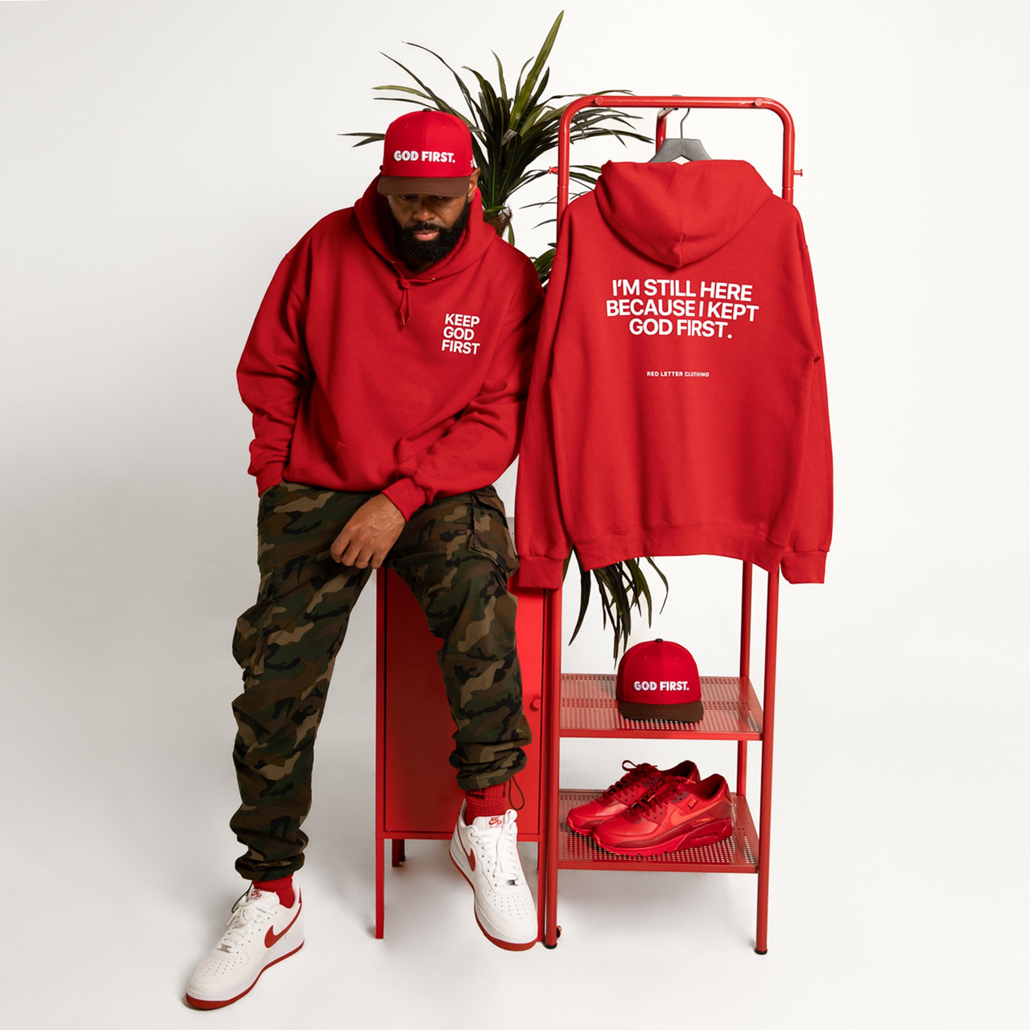 Keep God First Hoodie- Red