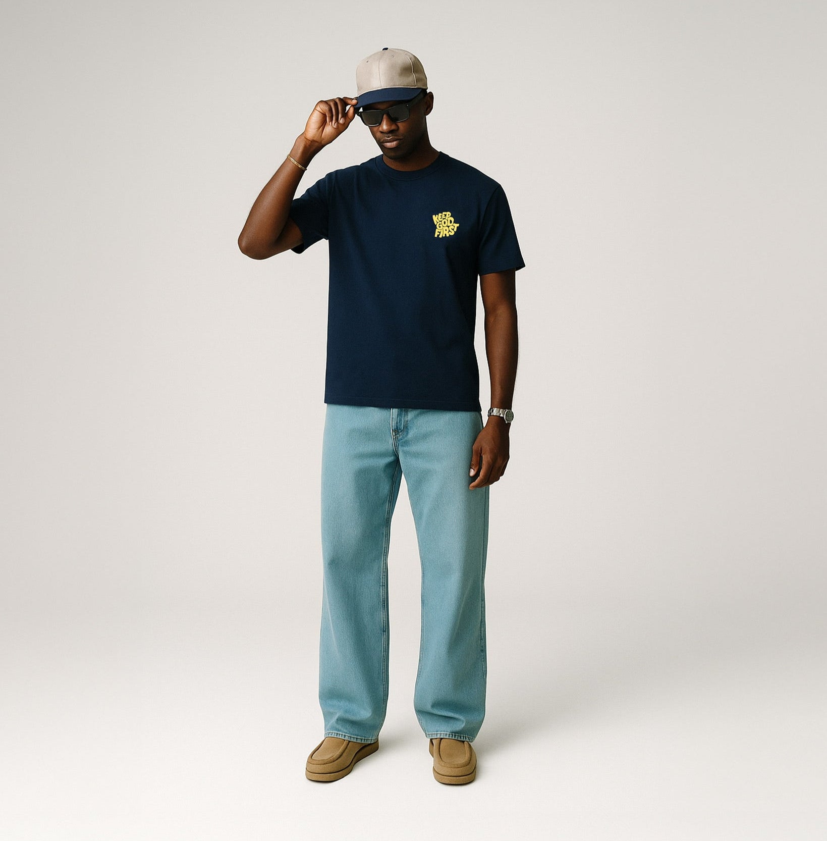 Keep God First Tee- Navy