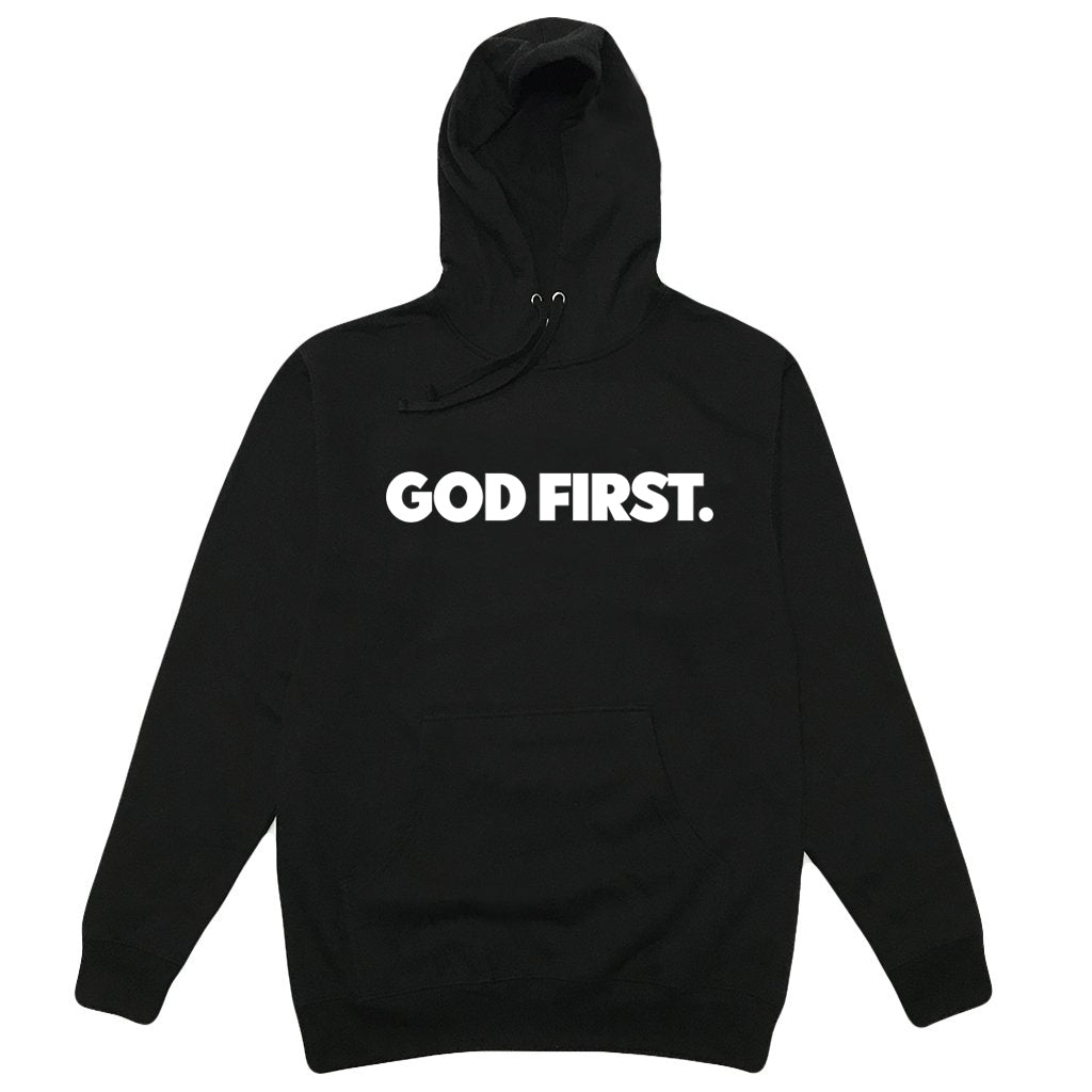Big Block God First Hoodie Black and White - Main Image