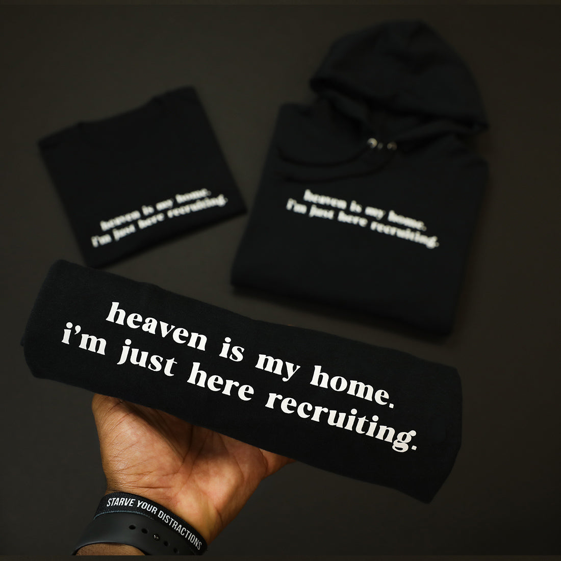 Heaven is my Home Hoodie - Black/White (ONE LEFT)