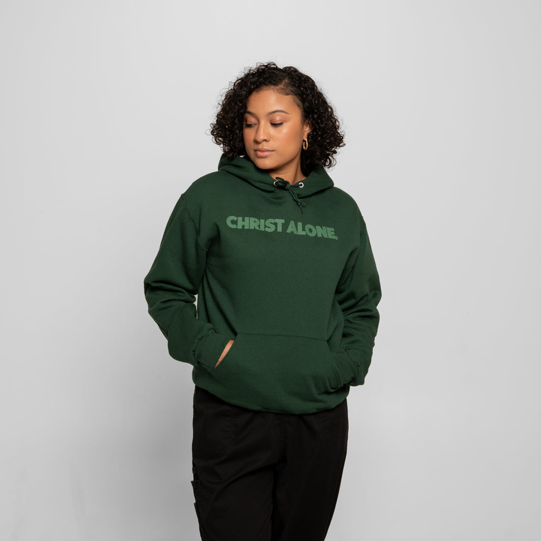 Christ Alone Hoodie - Green on Green