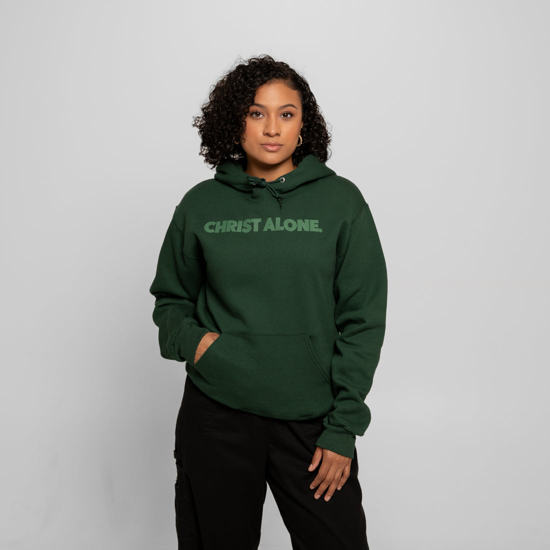 Christ Alone Hoodie - Green on Green