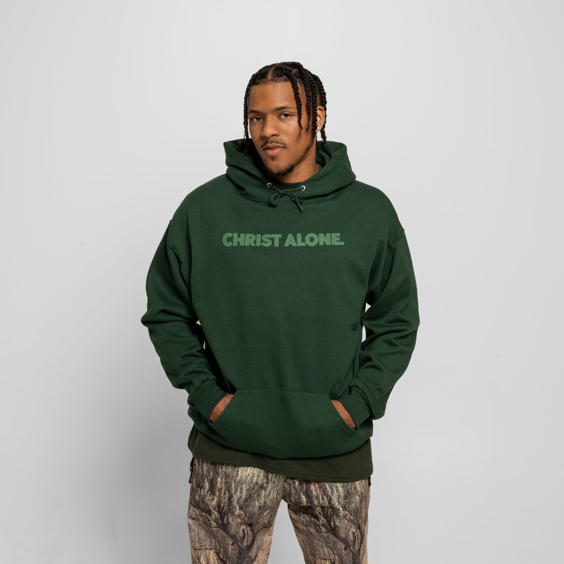 Christ Alone Hoodie - Green on Green