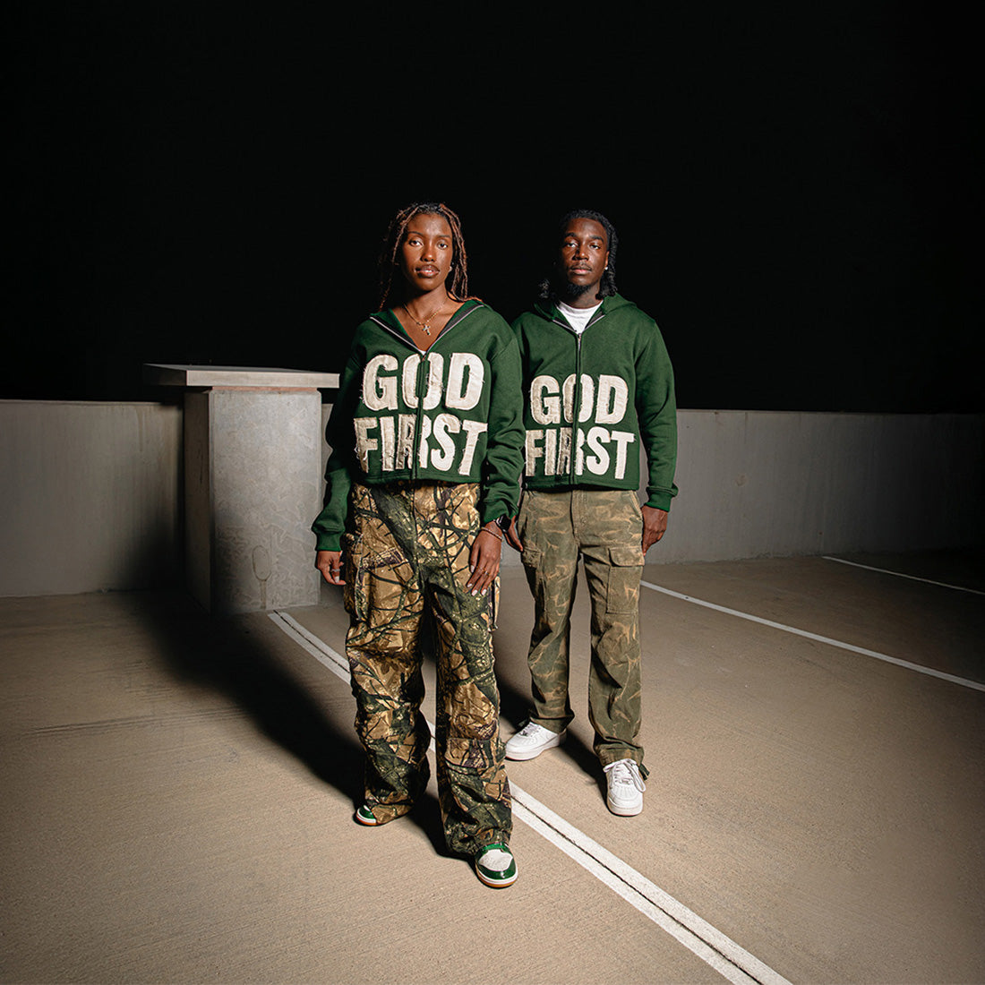 Distressed God First Zip Up