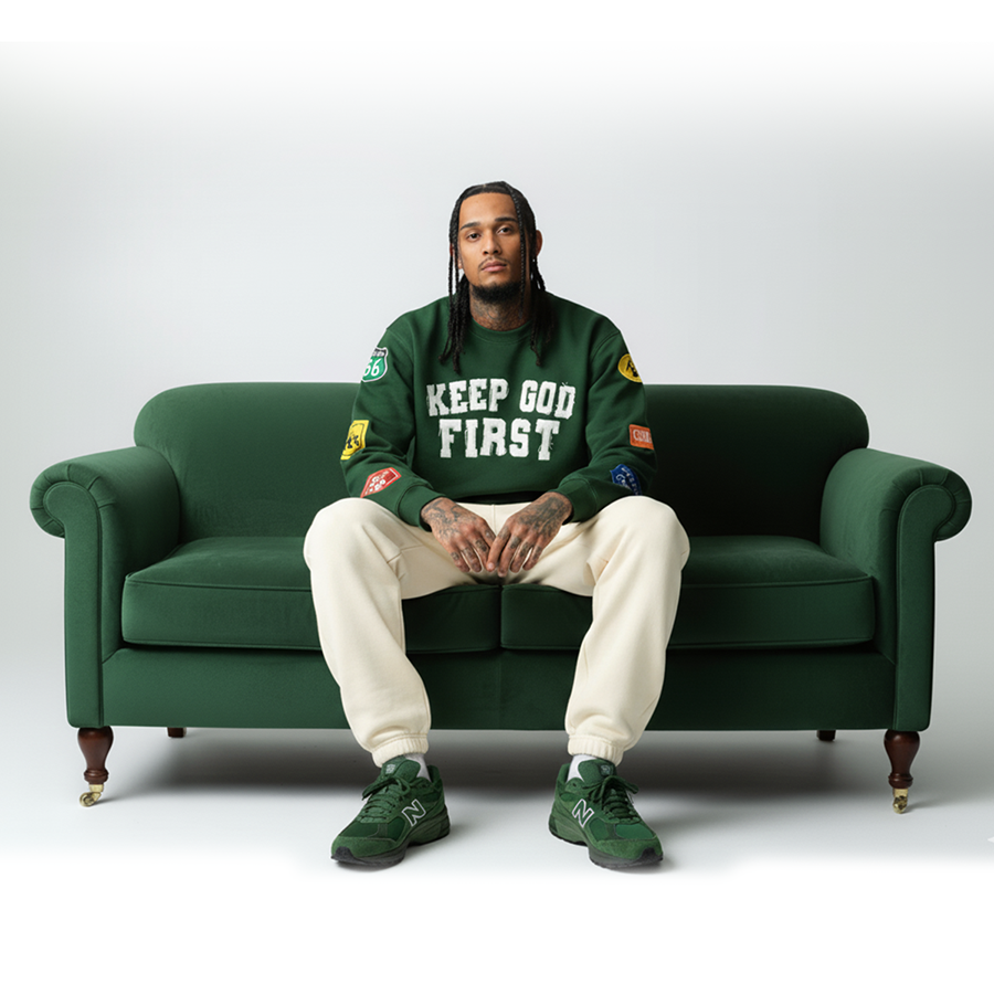 Keep God First Patchwork Crew - Forest