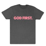 God First Crew Tee - Gray & Pink