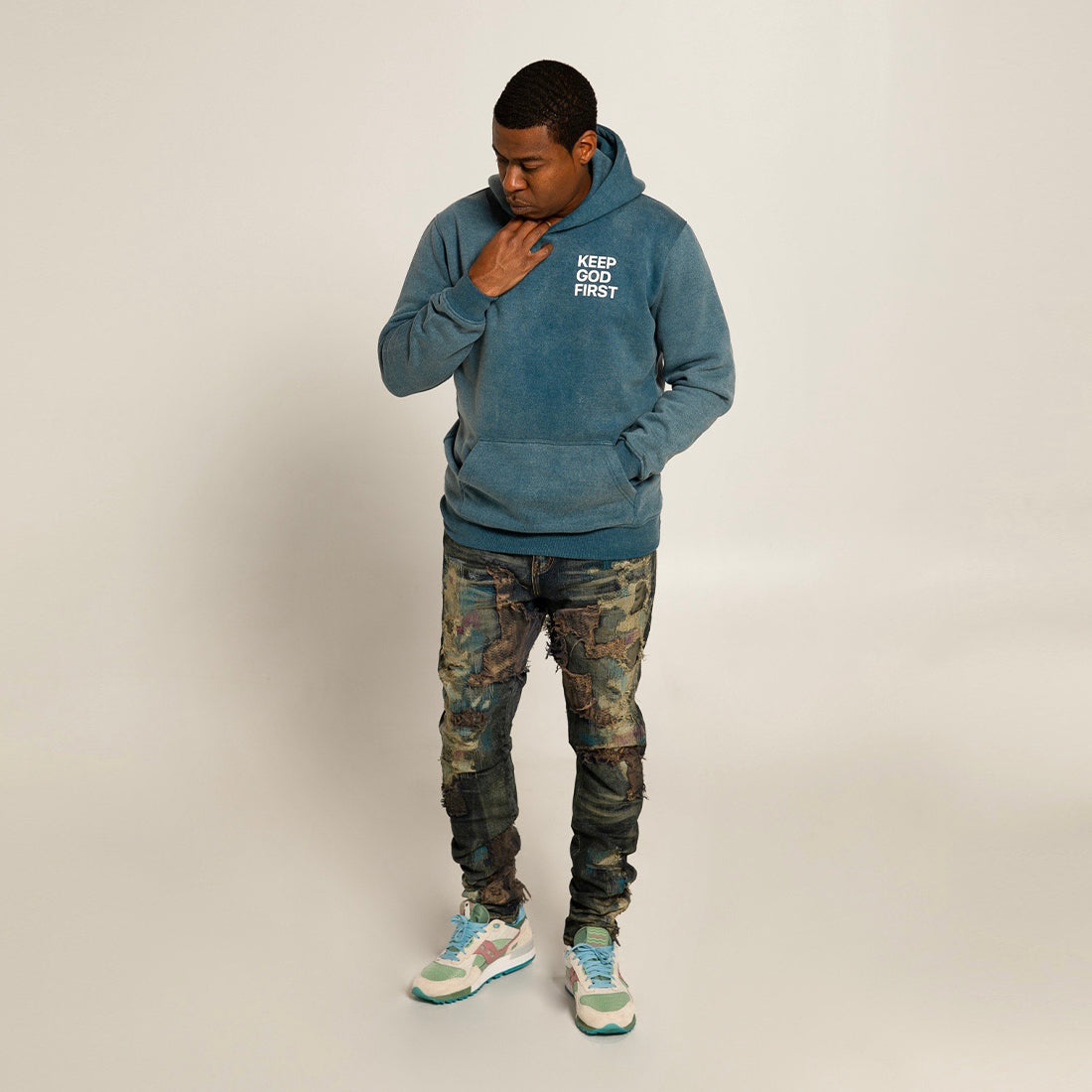 Keep God First Hoodie- Blue