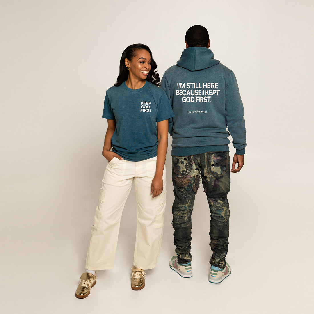 Keep God First Hoodie- Blue