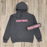 God First Hoodie - Gray & Pink